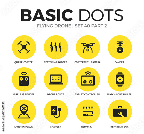 Flying drone flat icons vector set © Vector Icons