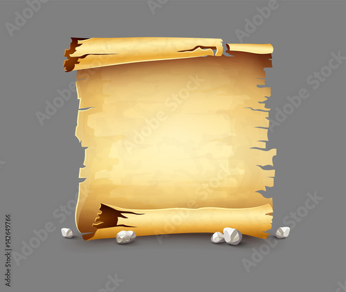 Paper scroll, old anicent manuscript, scrolled document script