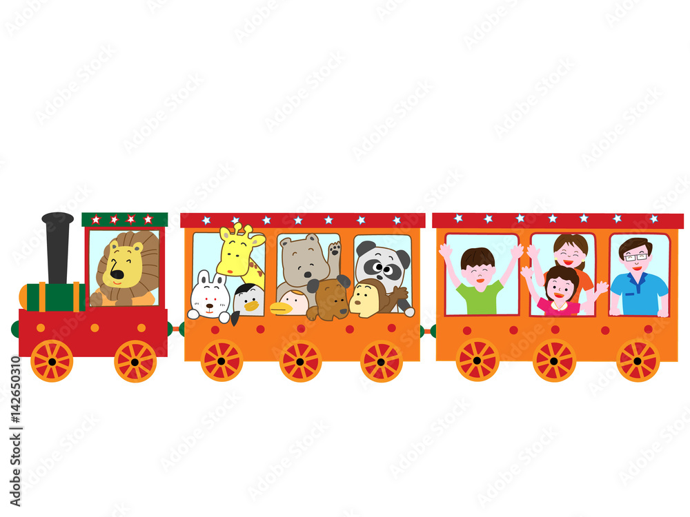 Fototapeta premium 家族で鉄道の旅