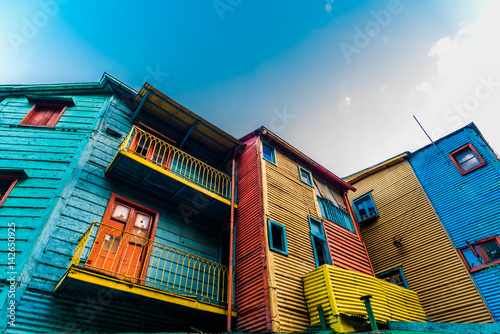 Traditional colorful houses on Caminito street in La Boca neighborhood, Buenos Aires