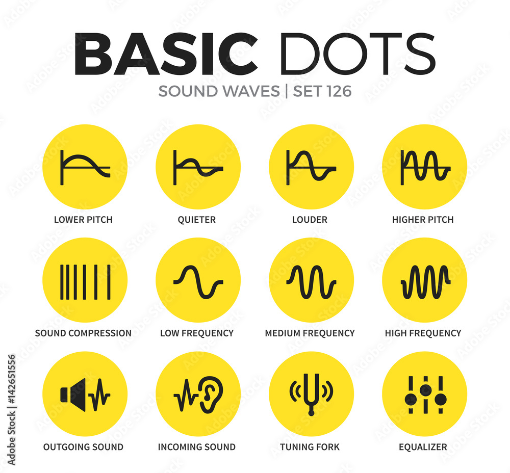 Sound waves flat icons vector set Sound waves flat icons vector set