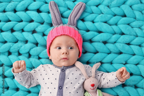 Cute little baby in bunny h...