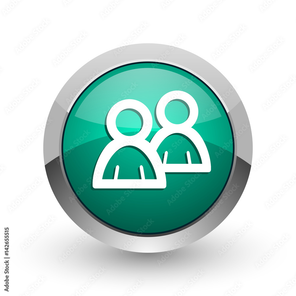 Forum silver metallic chrome web design green round internet icon with shadow on white background. Forum silver metallic chrome web design green round internet icon with shadow on white background.