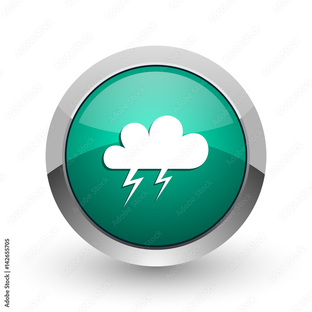 Storm silver metallic chrome web design green round internet icon with shadow on white background. Storm silver metallic chrome web design green round internet icon with shadow on white background.
