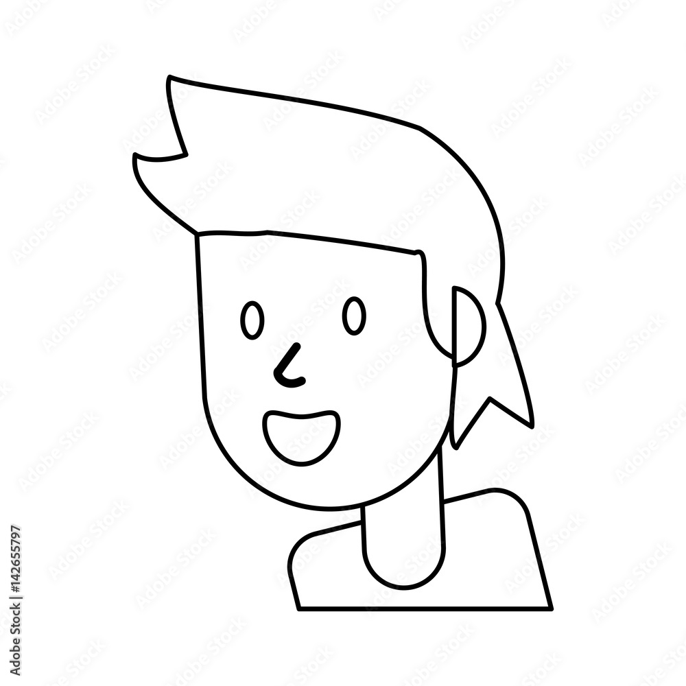 outlined portrait man smile vector illustration eps 10