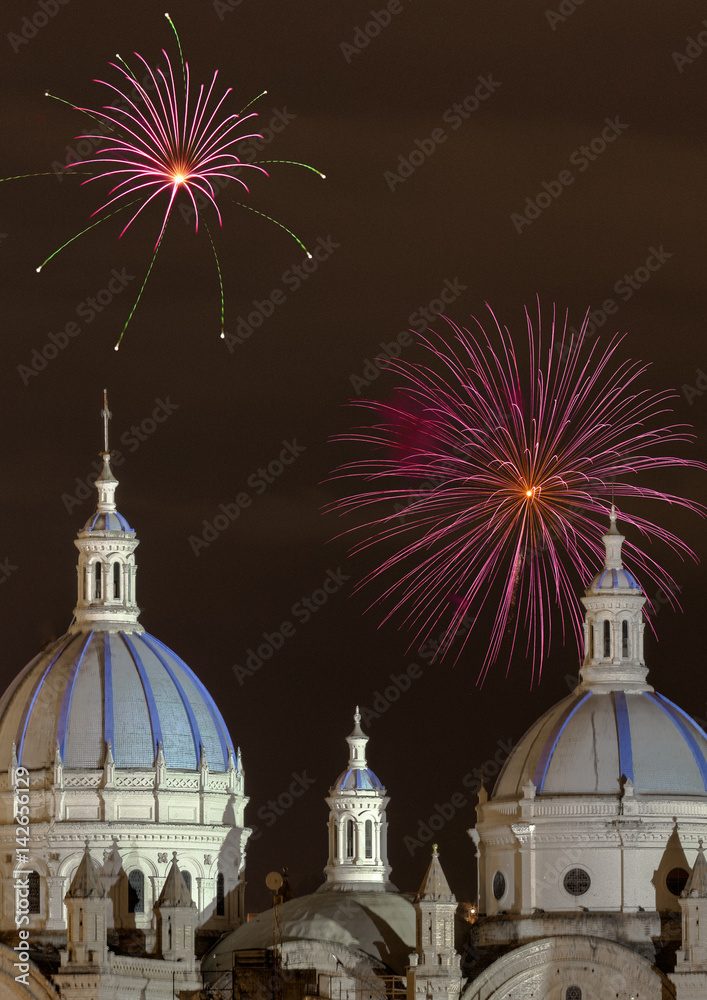 Fireworks over Cathedral Immaculate Conception