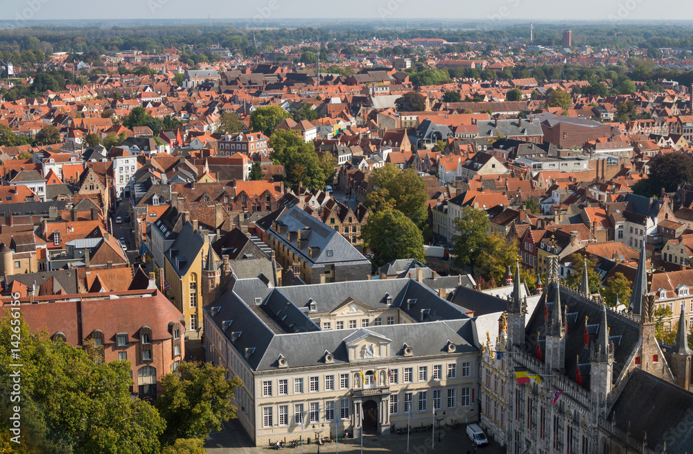 View from tower of the Bruges city, Belgium