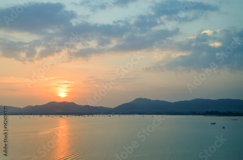 Sunset scene in the sea
