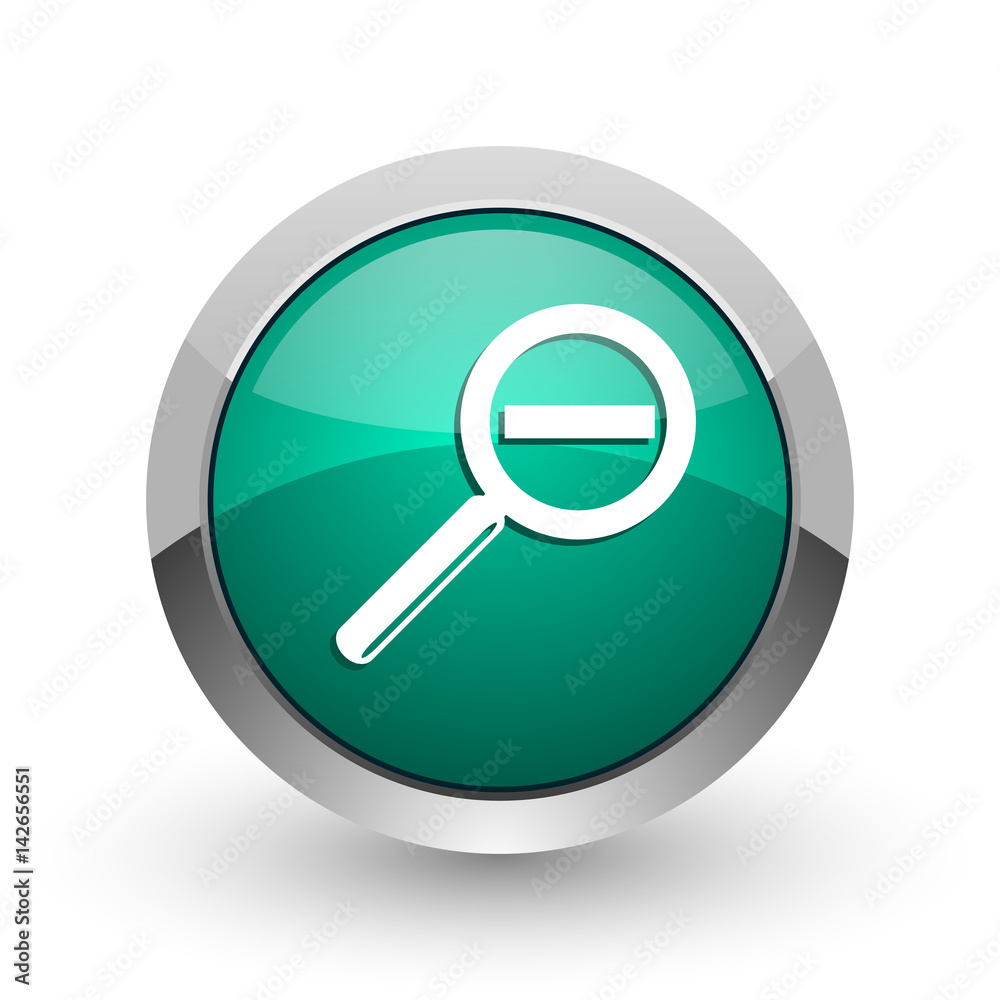 Lens silver metallic chrome web design green round internet icon with shadow on white background. Lens silver metallic chrome web design green round internet icon with shadow on white background.