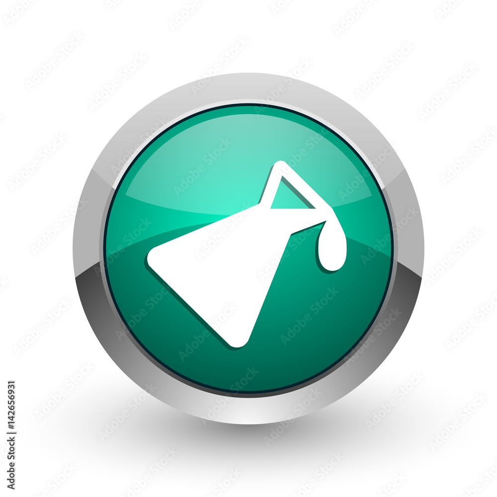 Chemistry silver metallic chrome web design green round internet icon with shadow on white background. Chemistry silver metallic chrome web design green round internet icon with shadow on white background.