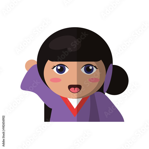 portrait doll kokeshi geisha girl vector illustration eps 10
