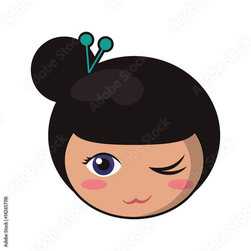 beauty face kokeshi girl japanese vector illustration eps 10