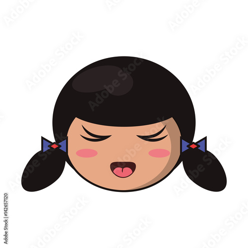beauty face kokeshi girl japanese vector illustration eps 10