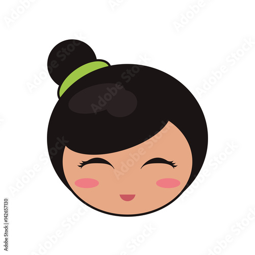 beauty face kokeshi girl japanese vector illustration eps 10