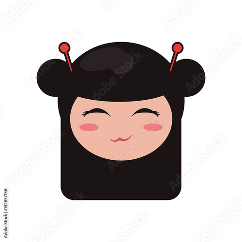 beauty face kokeshi girl japanese vector illustration eps 10