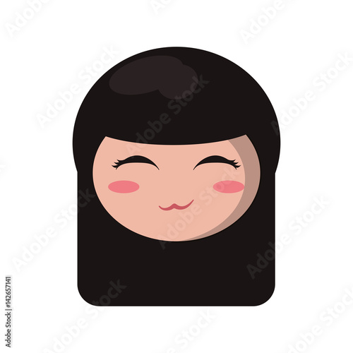 beauty face kokeshi girl japanese vector illustration eps 10