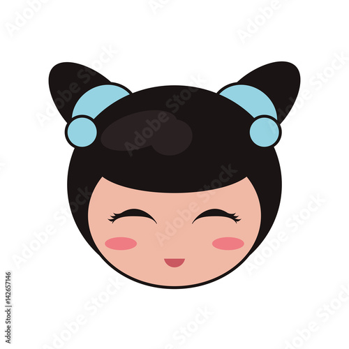 beauty face kokeshi girl japanese vector illustration eps 10