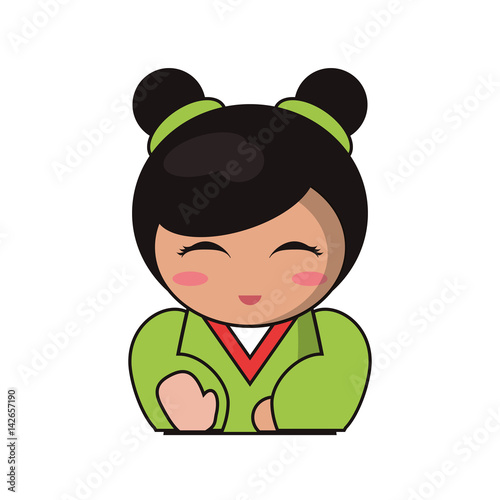 portrait doll kokeshi lovely vector illustration eps 10