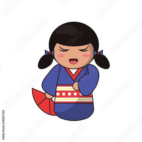 cute kokeshi doll tradition japanese vector illustration eps 10