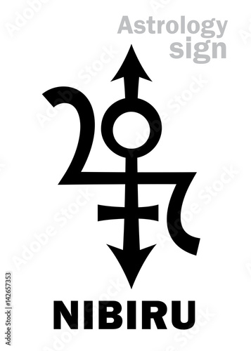 Astrology Alphabet: NIBIRU, Orphan planet, Rogue planet of Anunnaki (Aliens, the Ancient astronauts). Hieroglyphics character sign (original single symbol).