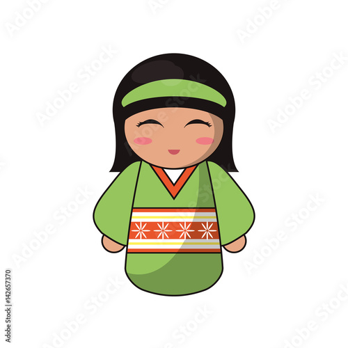cute kokeshi doll tradition japanese vector illustration eps 10