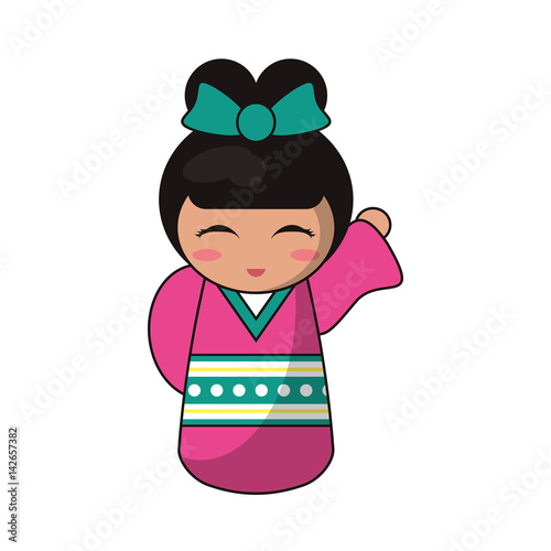 cute kokeshi doll tradition japanese vector illustration eps 10