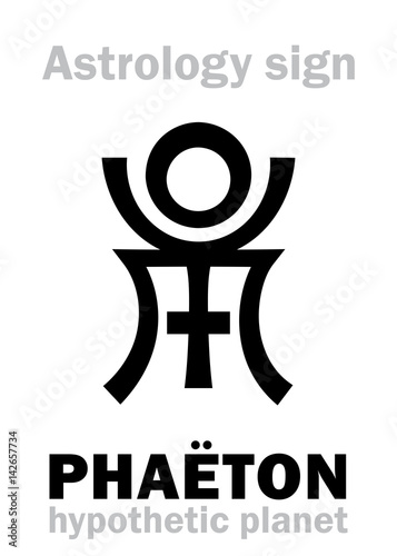 Astrology Alphabet: PHAËTON, hypothetic destroyed planet. Hieroglyphics character sign (single symbol).