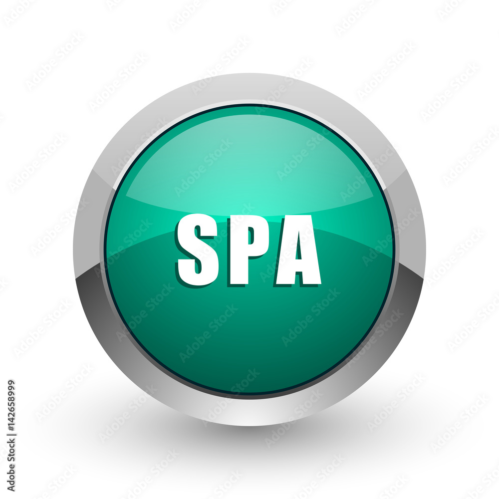 Spa web icon. Chrome metallic round internet button on white background. Spa web icon. Chrome metallic round internet button on white background.