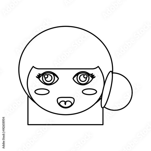 kokeshi face doll outline vector illustration eps 10 vector illustration