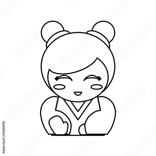 portrait kokeshi doll outline vector illustration eps 10