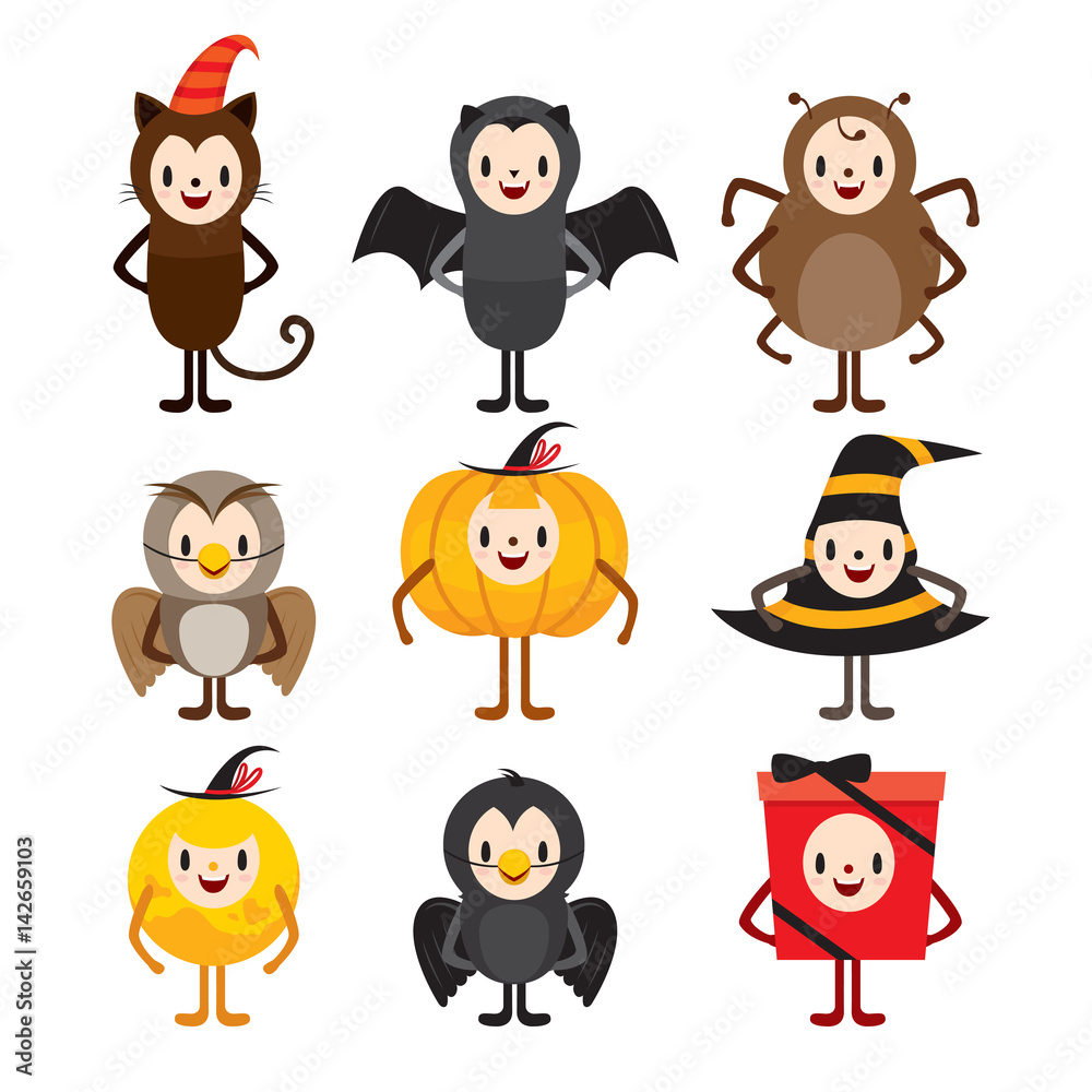 Halloween Cartoon Character Design Set, Mystery, Halloween, Trick or Treat, Culture, October, Decoration, Fantasy, Night Party