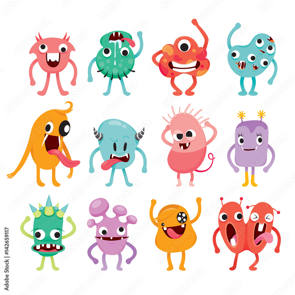 Monsters Cartoon Character With Actions Set, Mystery, Halloween, Trick or Treat, Culture, October, Decoration, Fantasy, Night Party Monsters Cartoon Character With Actions Set, Mystery, Halloween, Trick or Treat, Culture, October, Decoration, Fantasy, Night Party