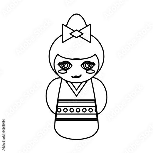 doll kokeshi decoration outline vector illustration eps 10