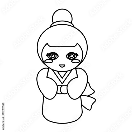 doll kokeshi decoration outline vector illustration eps 10