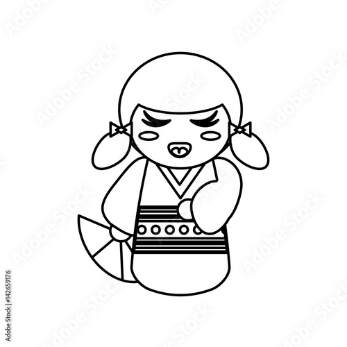 doll kokeshi decoration outline vector illustration eps 10