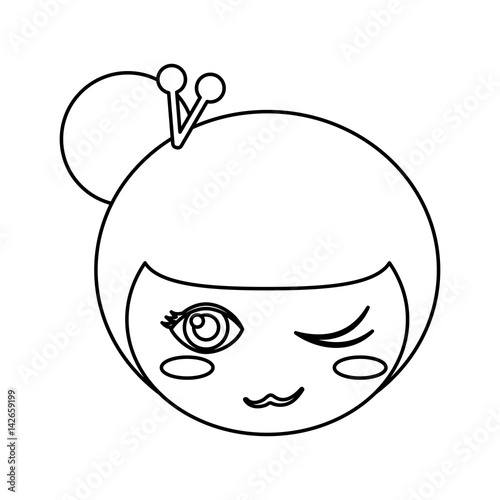 kokeshi face doll outline vector illustration eps 10 vector illustration