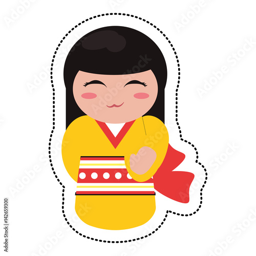 doll japanese kokeshi geisha kimono vector illustration eps 10