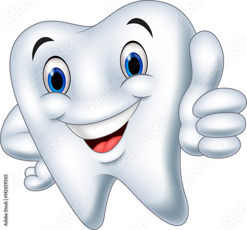 Cartoon tooth giving thumb up