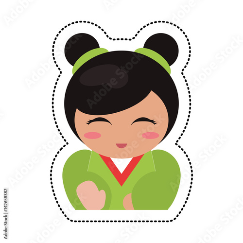 portrait kokeshi girl character vector illustration eps 10