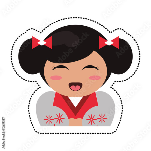 portrait kokeshi girl character vector illustration eps 10