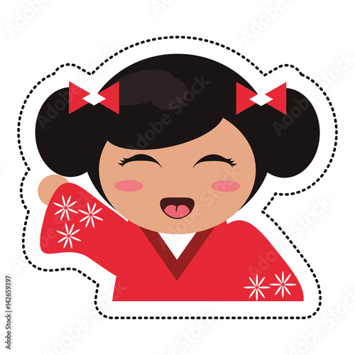 portrait kokeshi girl character vector illustration eps 10