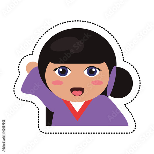 portrait kokeshi girl character vector illustration eps 10