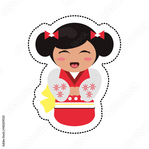 doll japanese kokeshi geisha kimono vector illustration eps 10