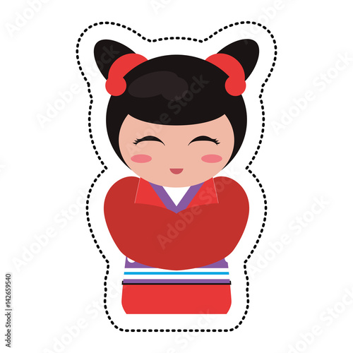 doll japanese kokeshi geisha kimono vector illustration eps 10
