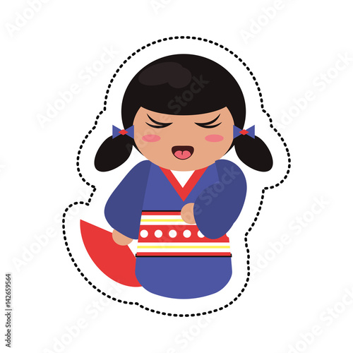 doll japanese kokeshi geisha kimono vector illustration eps 10