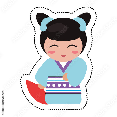 doll japanese kokeshi geisha kimono vector illustration eps 10