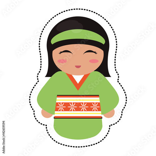 doll japanese kokeshi geisha kimono vector illustration eps 10