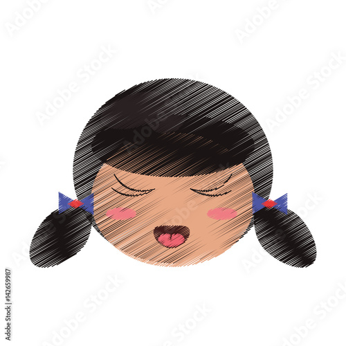 drawing cute face kokeshi vector illustration eps 10