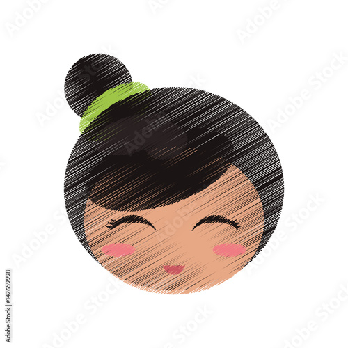 drawing cute face kokeshi vector illustration eps 10