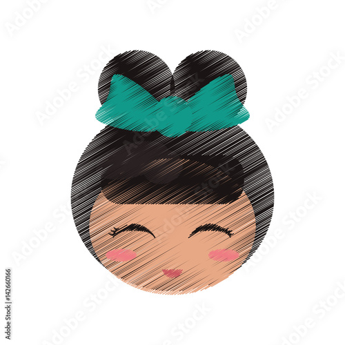 drawing cute face kokeshi vector illustration eps 10